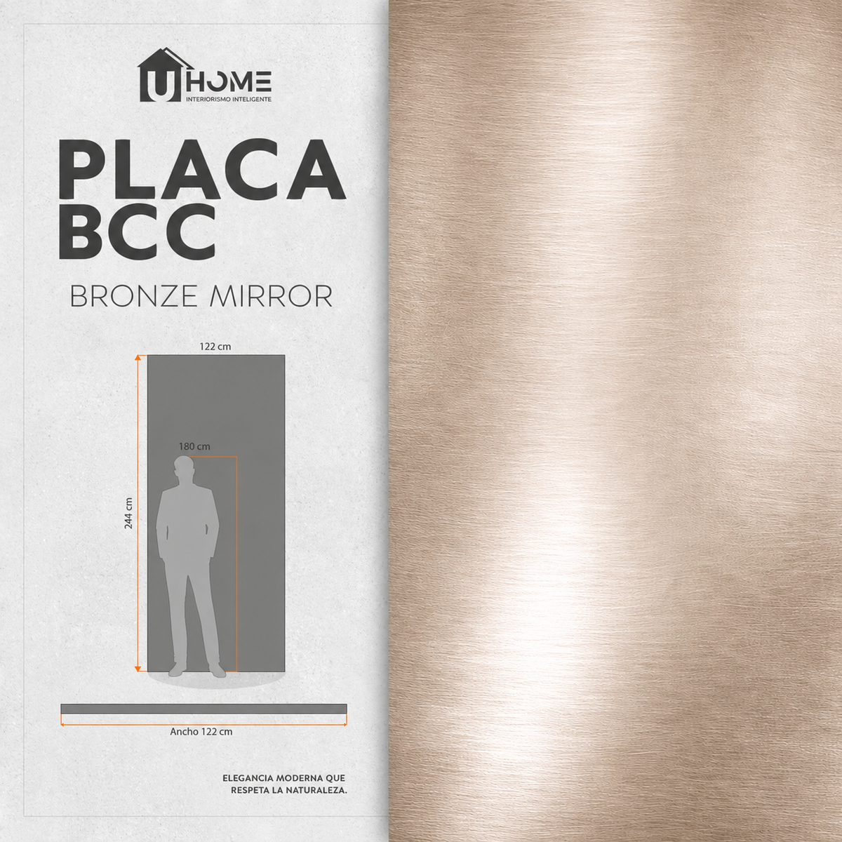 Placa Bamboo Bronze Mirror - Hoja 1.22 x 2.44