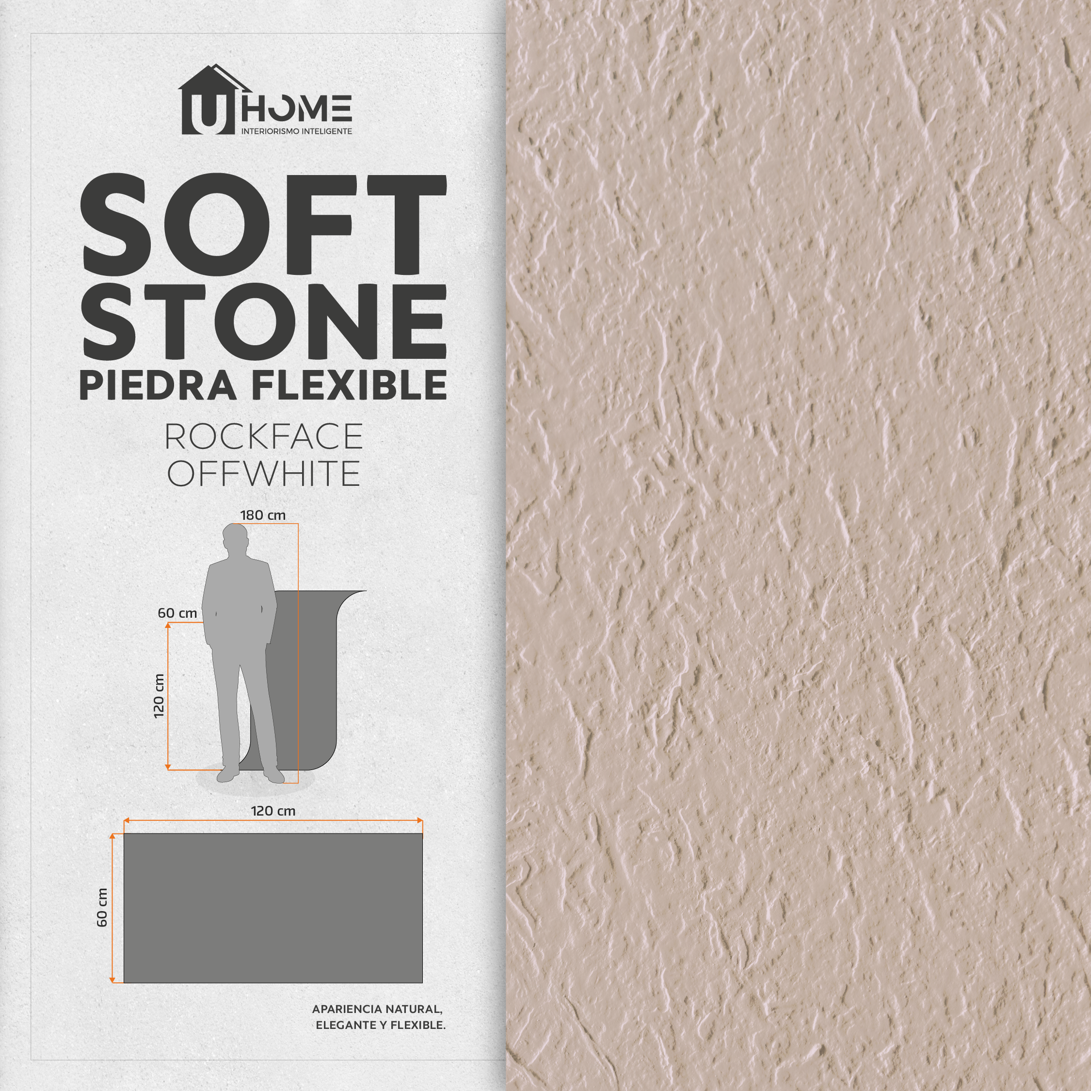 Piedra Flexible Rockface Off White | Pack 4