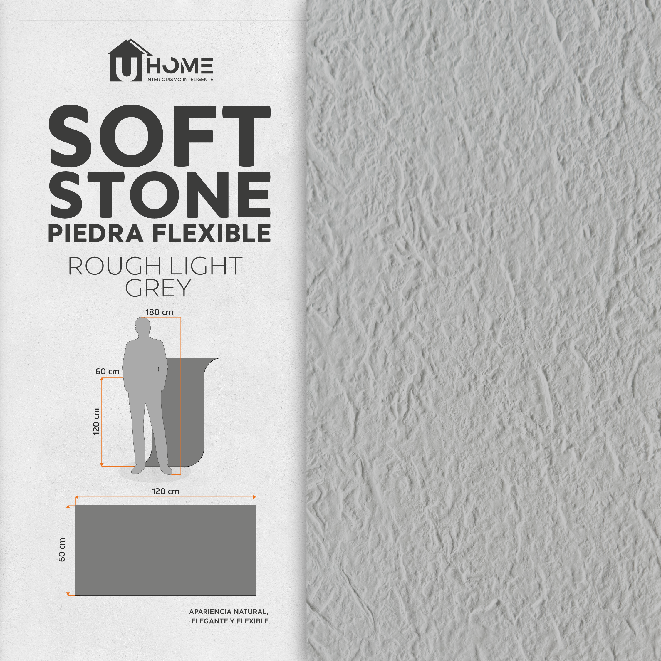 Piedra Flexible Rough Light Grey | Pack 4