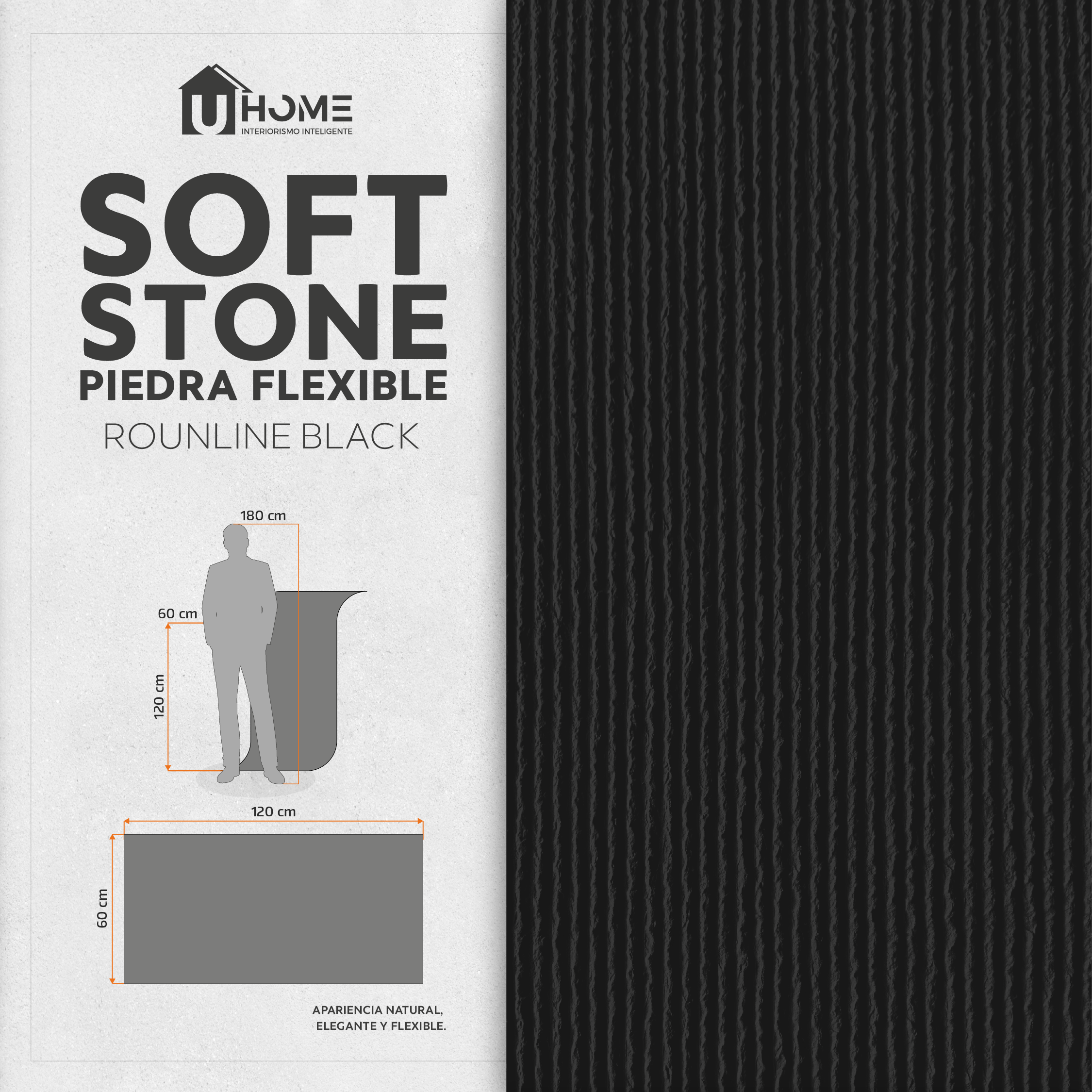 Piedra Flexible Roundline Black | Pack 4