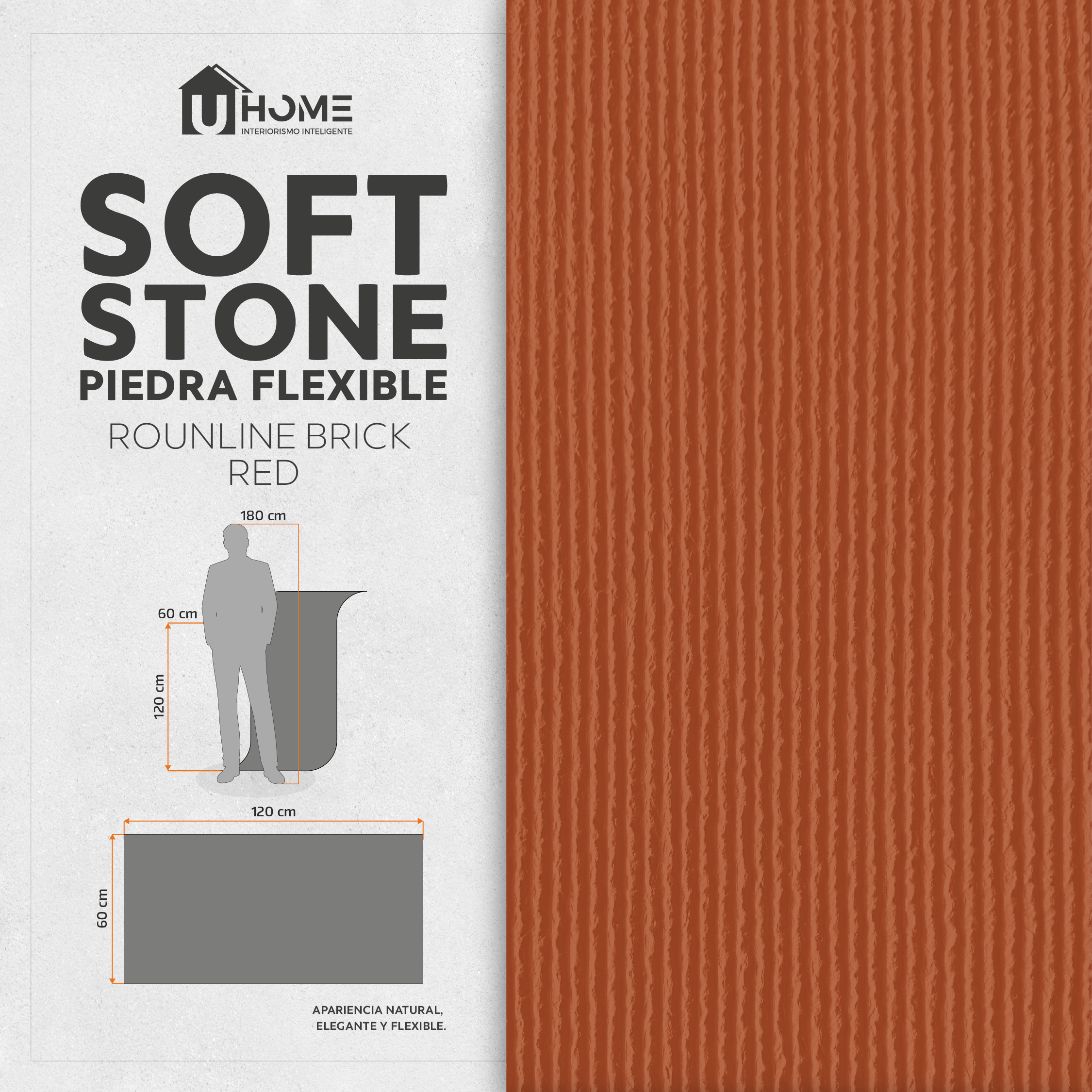 Piedra Flexible Roundline Brick Red | Pack 4
