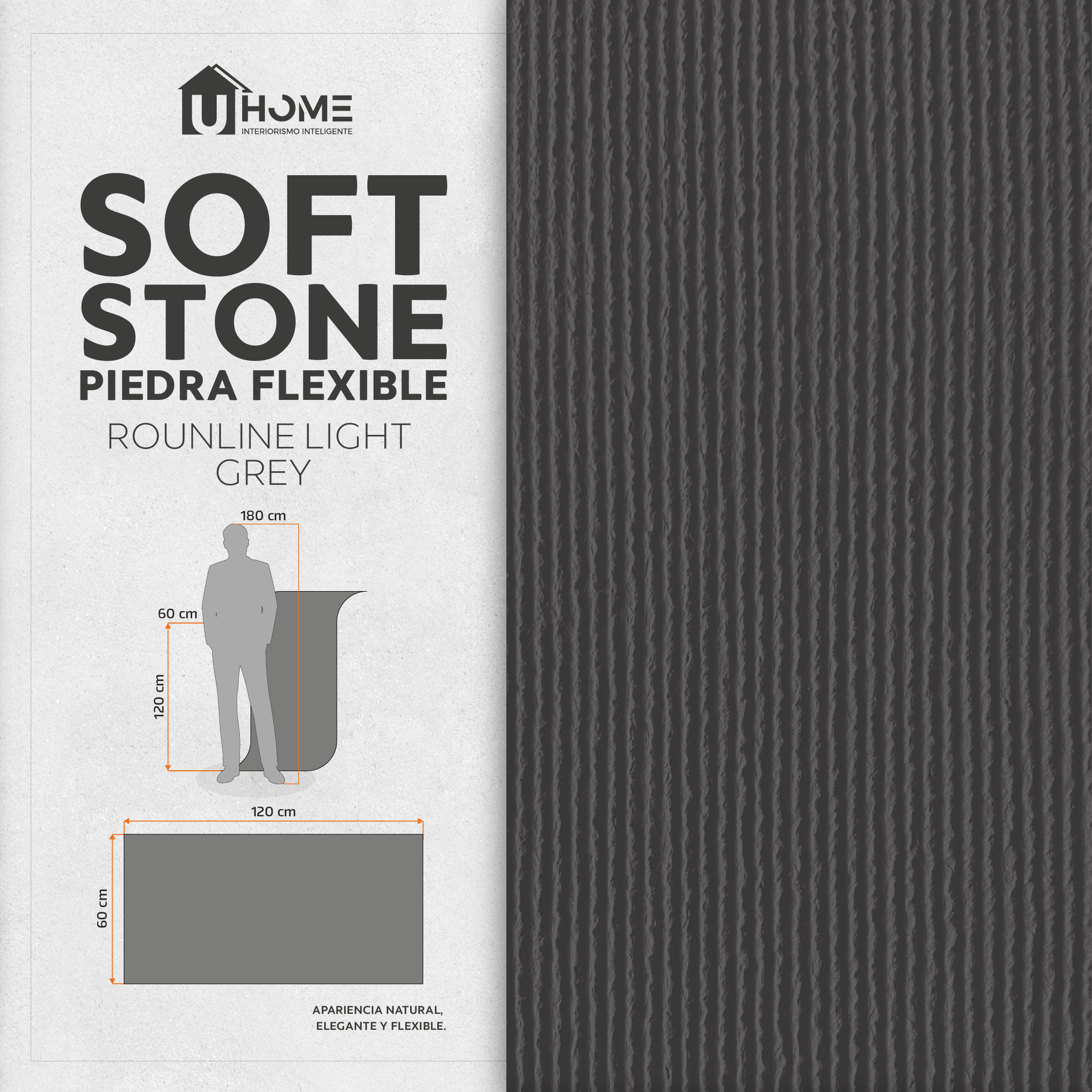 Piedra Flexible Roundline Light Grey | Pack 4
