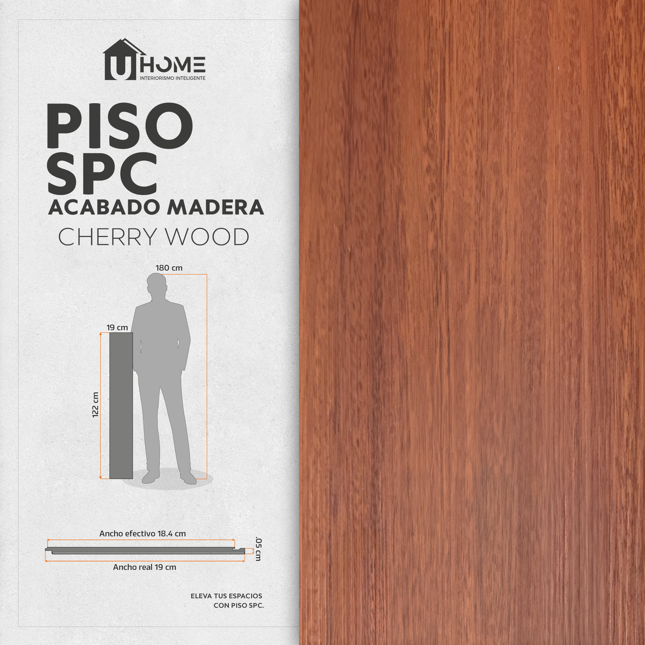 Piso SPC Madera Cherry Wood IXPE - Caja 10 pzs