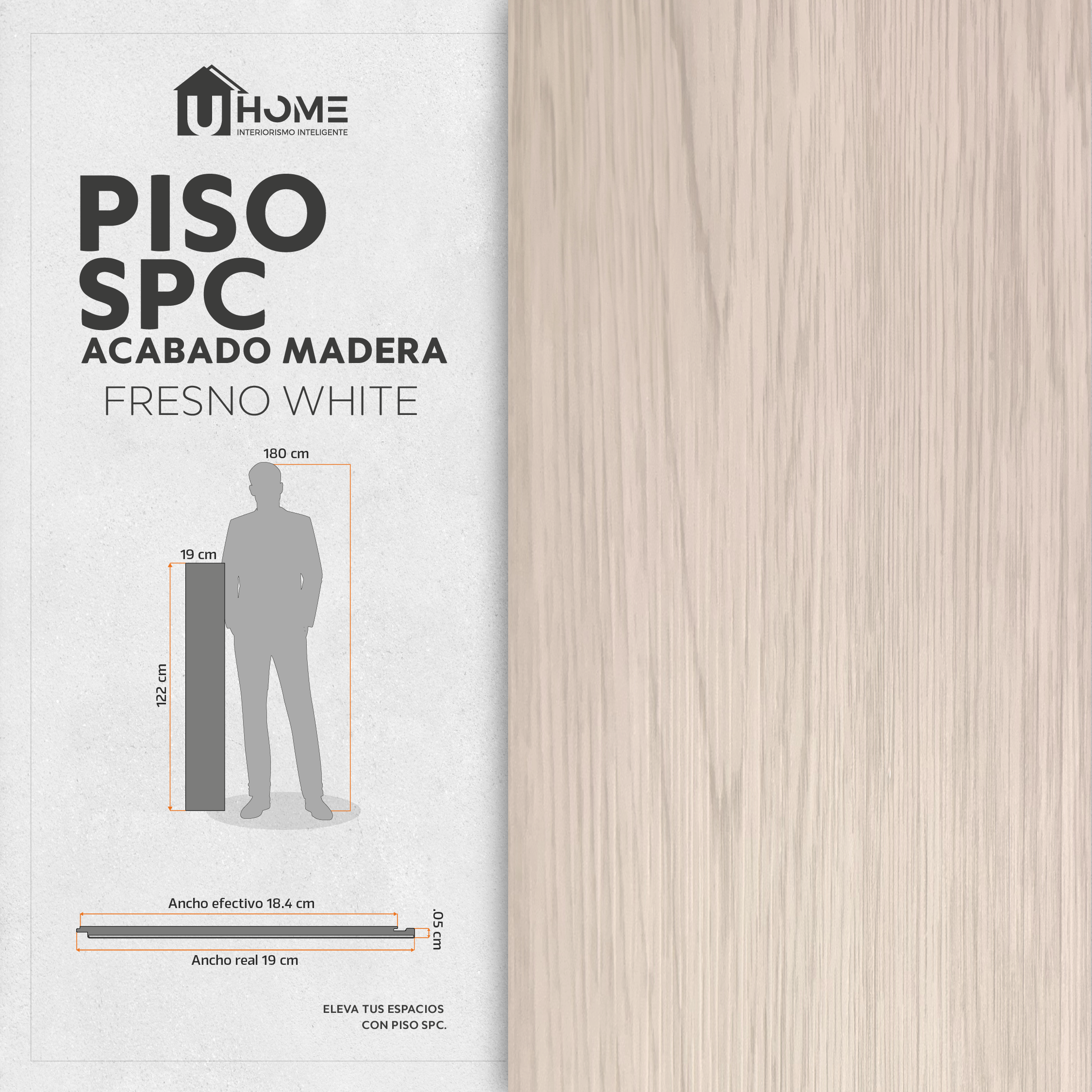 Piso SPC Madera Fresno White IXPE - Caja 10 pzs
