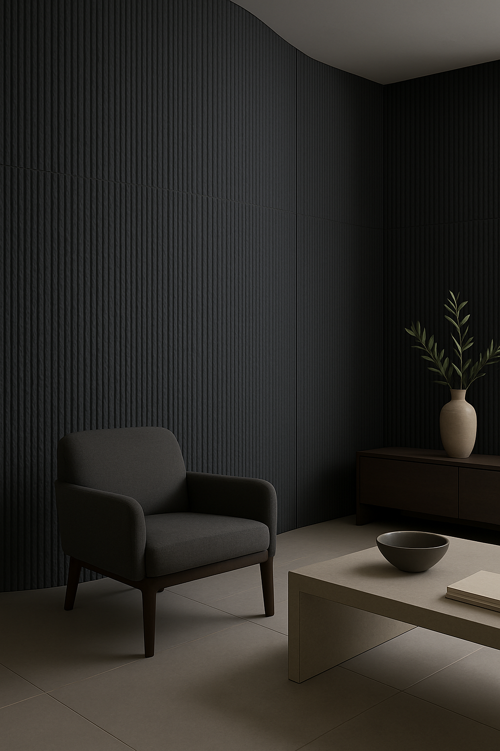 Piedra Flexible Rounline Dark Grey | Caja 12 Piezas 60 x 120 cm