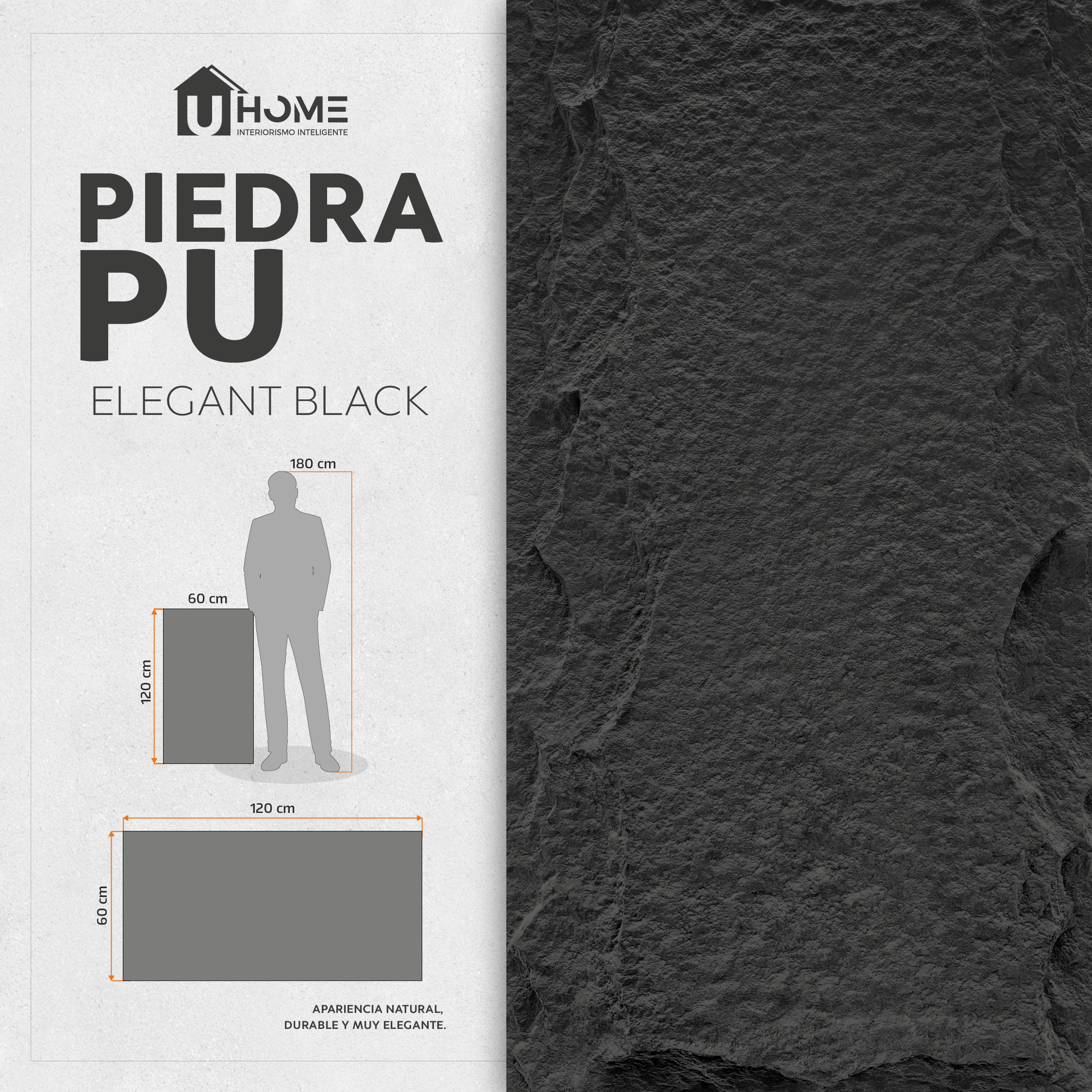 Piedra PU Interior Elegant Black | Combo 7 Piezas