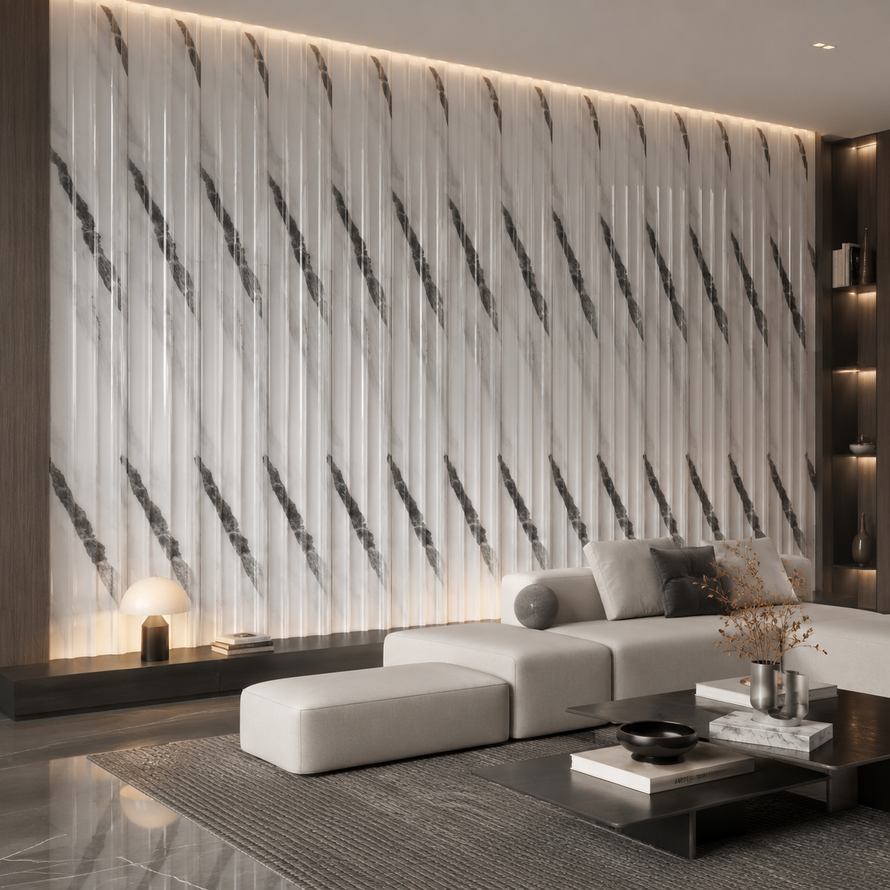 Lambrín Interior Wavy Mármol Calacatta 295 x 22 cm | Caja 14 pzs