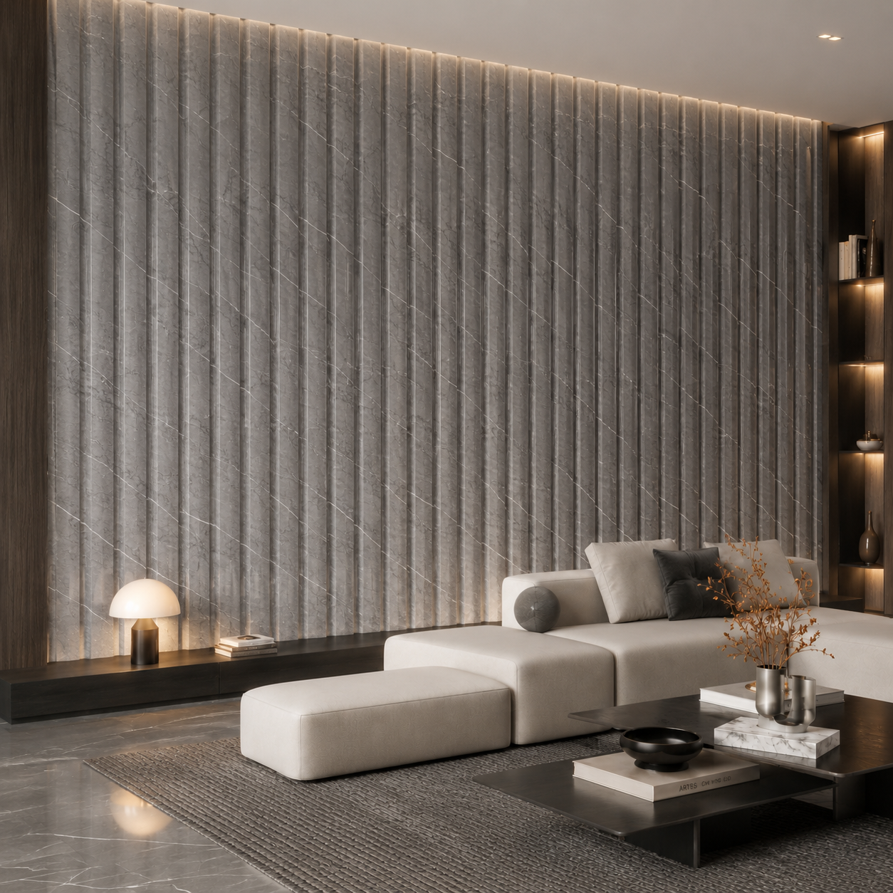Lambrín Interior Wavy Mármol Gris 295 x 22 cm | Caja 14 pzs