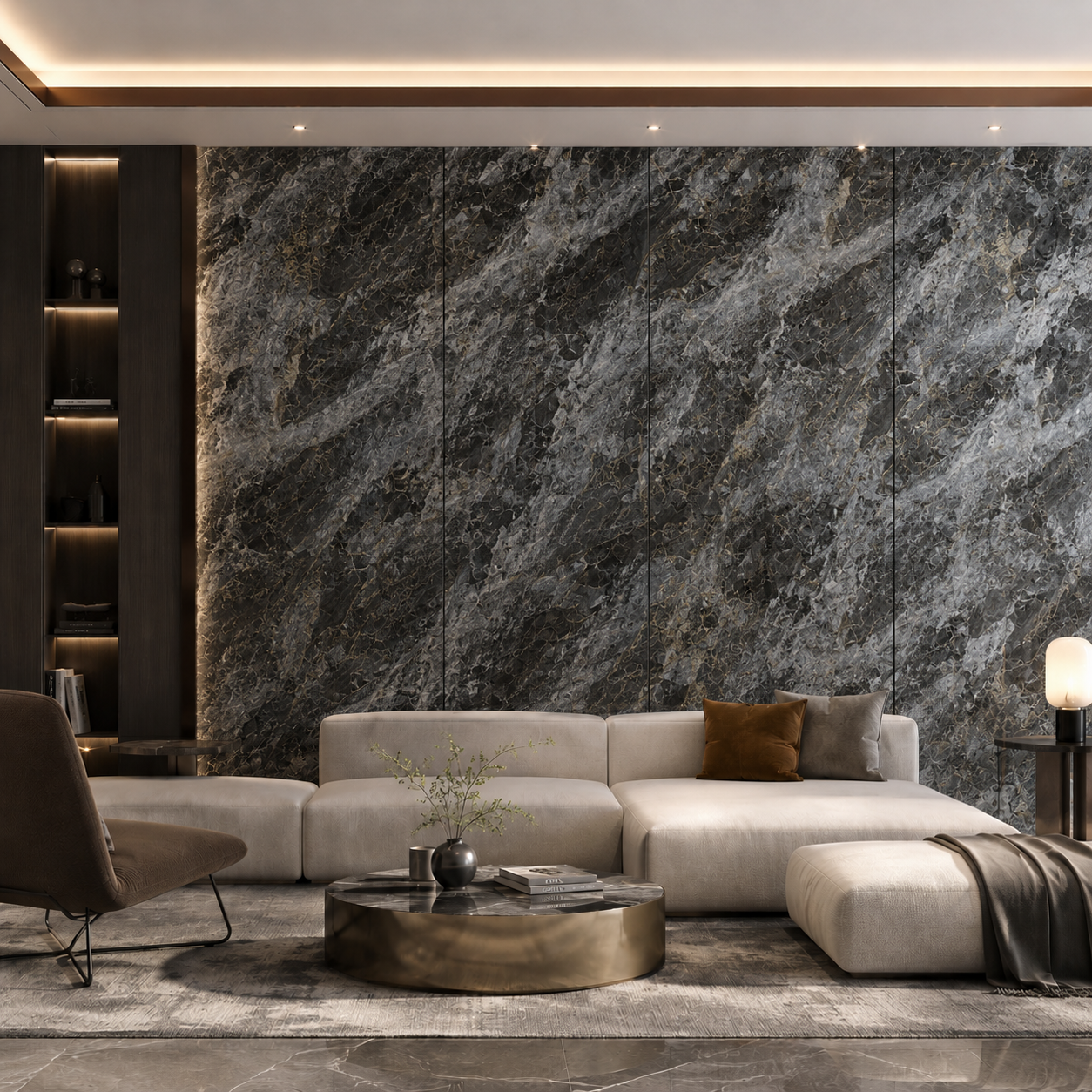 Placa Bamboo Marmol Tyranny Grey Dark - Hoja 1.22 x 2.44