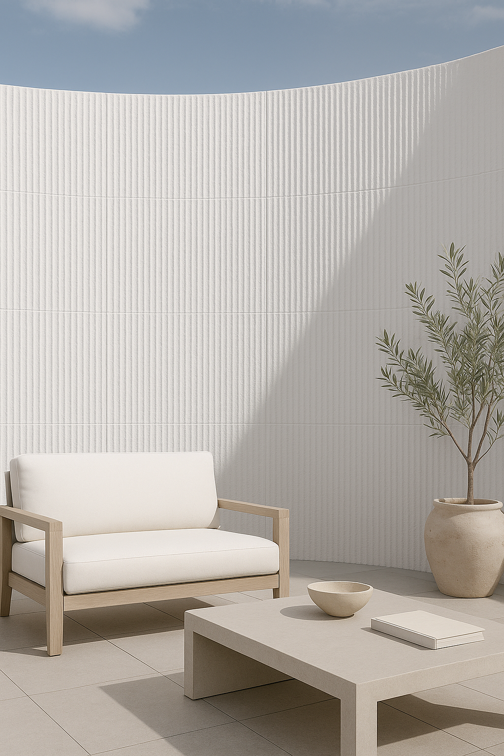 Piedra Flexible Rounline Pure White | Caja 12 Piezas 60 x 120 cm