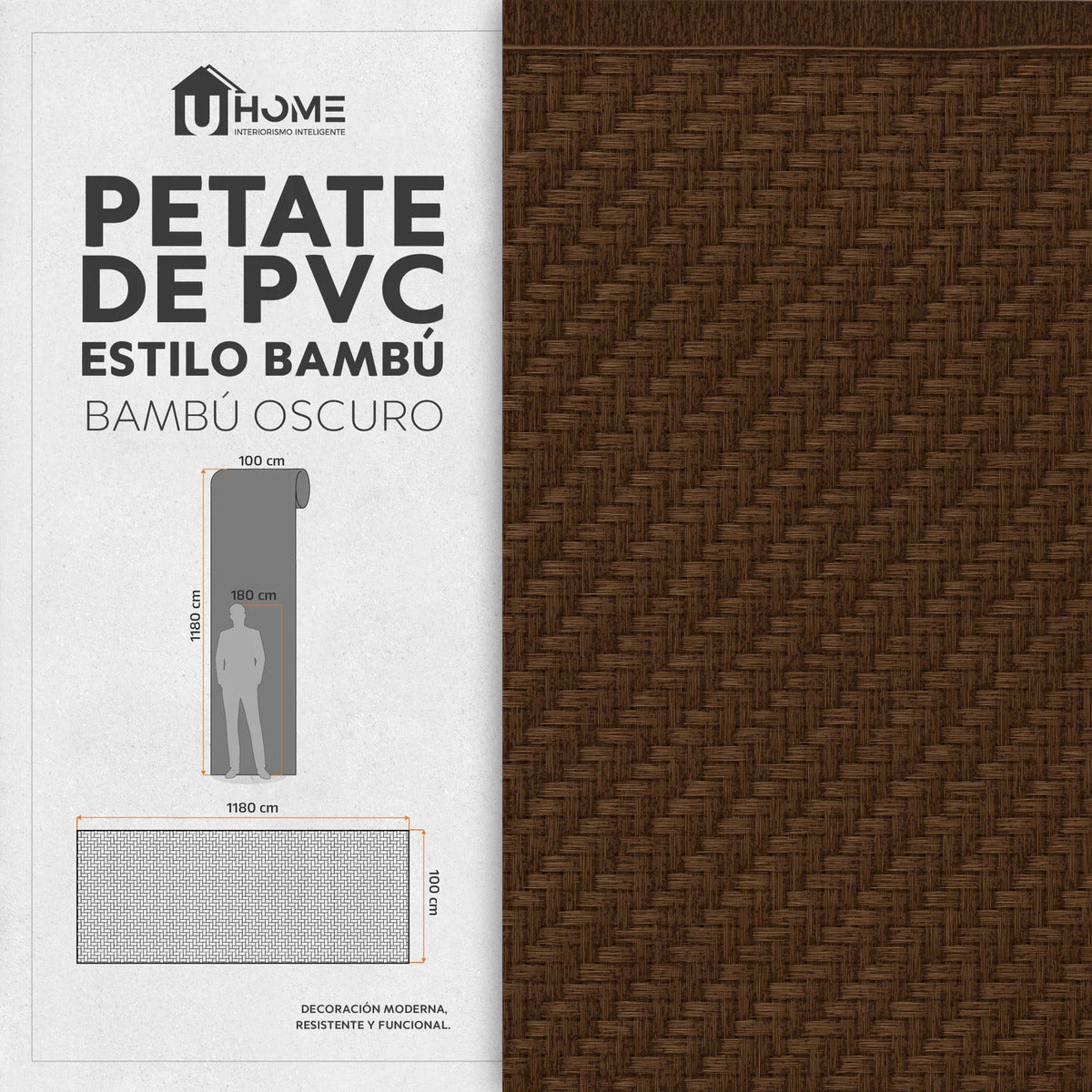PB-100 / Petate Estilo Bambu / Oscuro