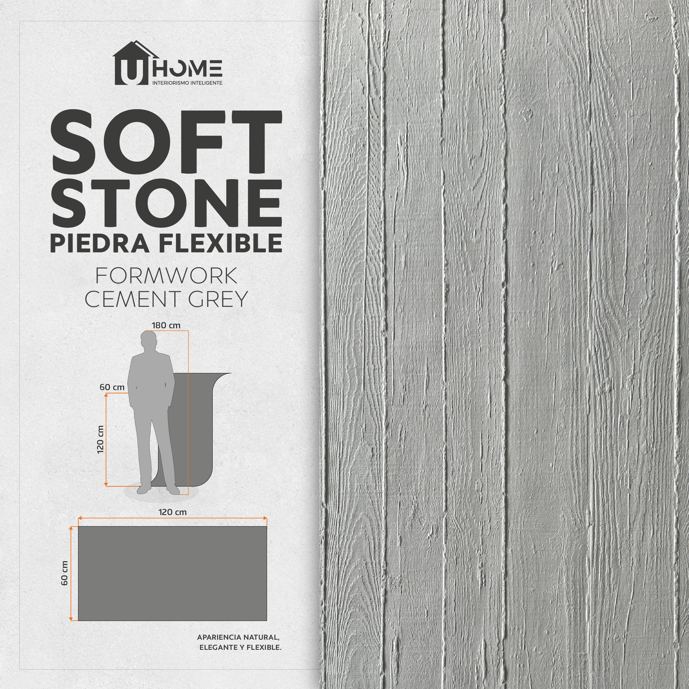 Piedra Flexible Formwork Cement Grey | Pack 4