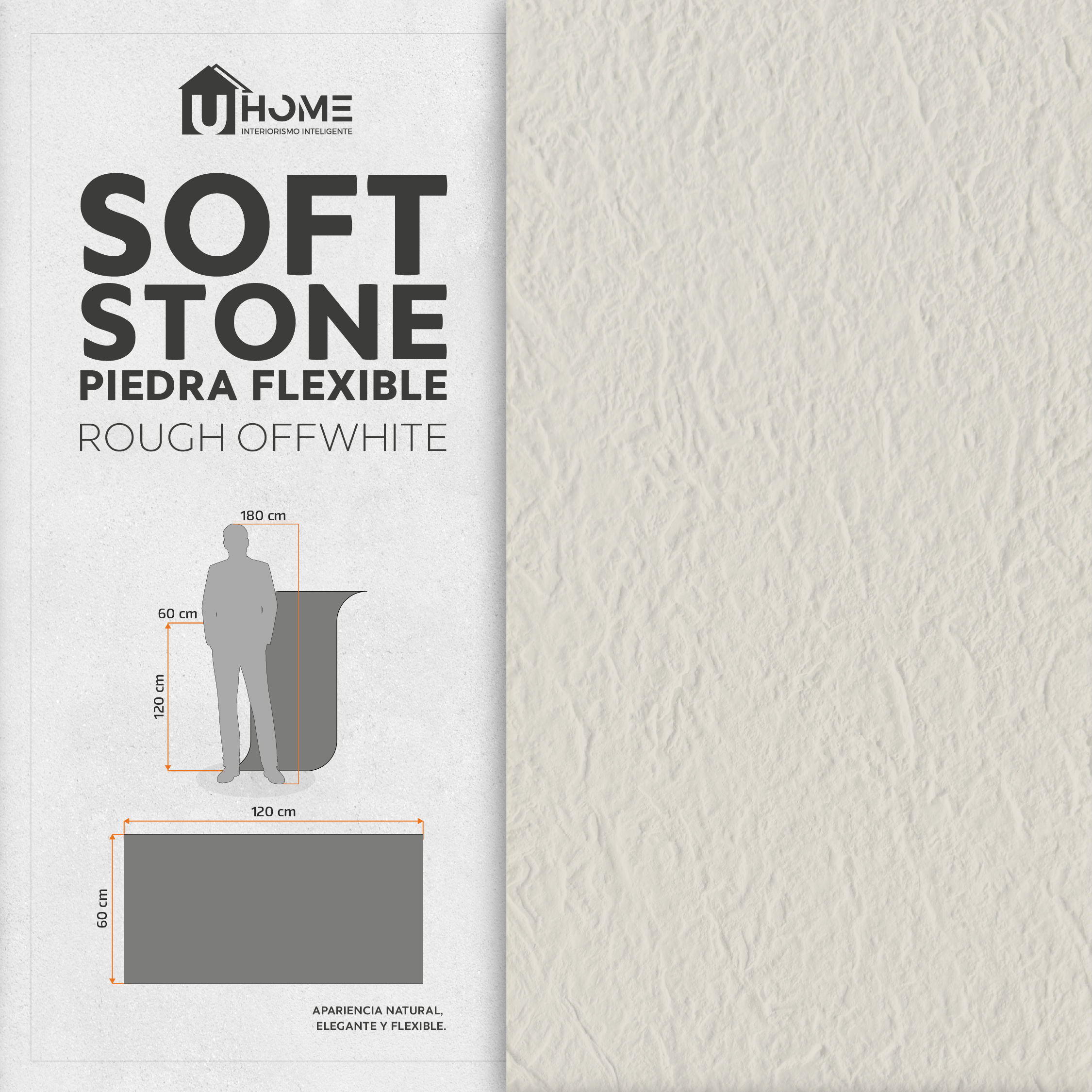 Piedra Flexible Rough Off White | Pack 4