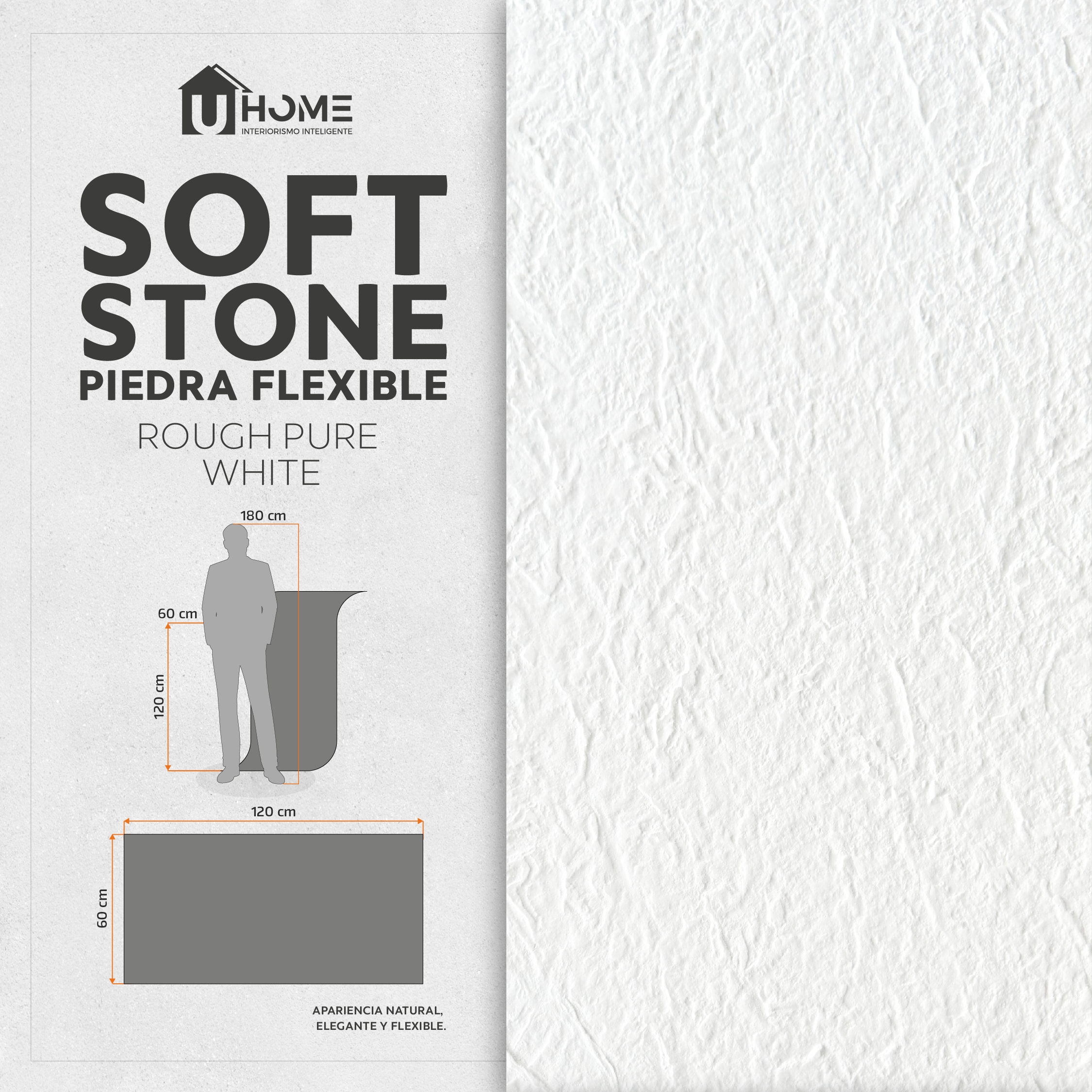 Piedra Flexible Rough Pure White | Pack 4