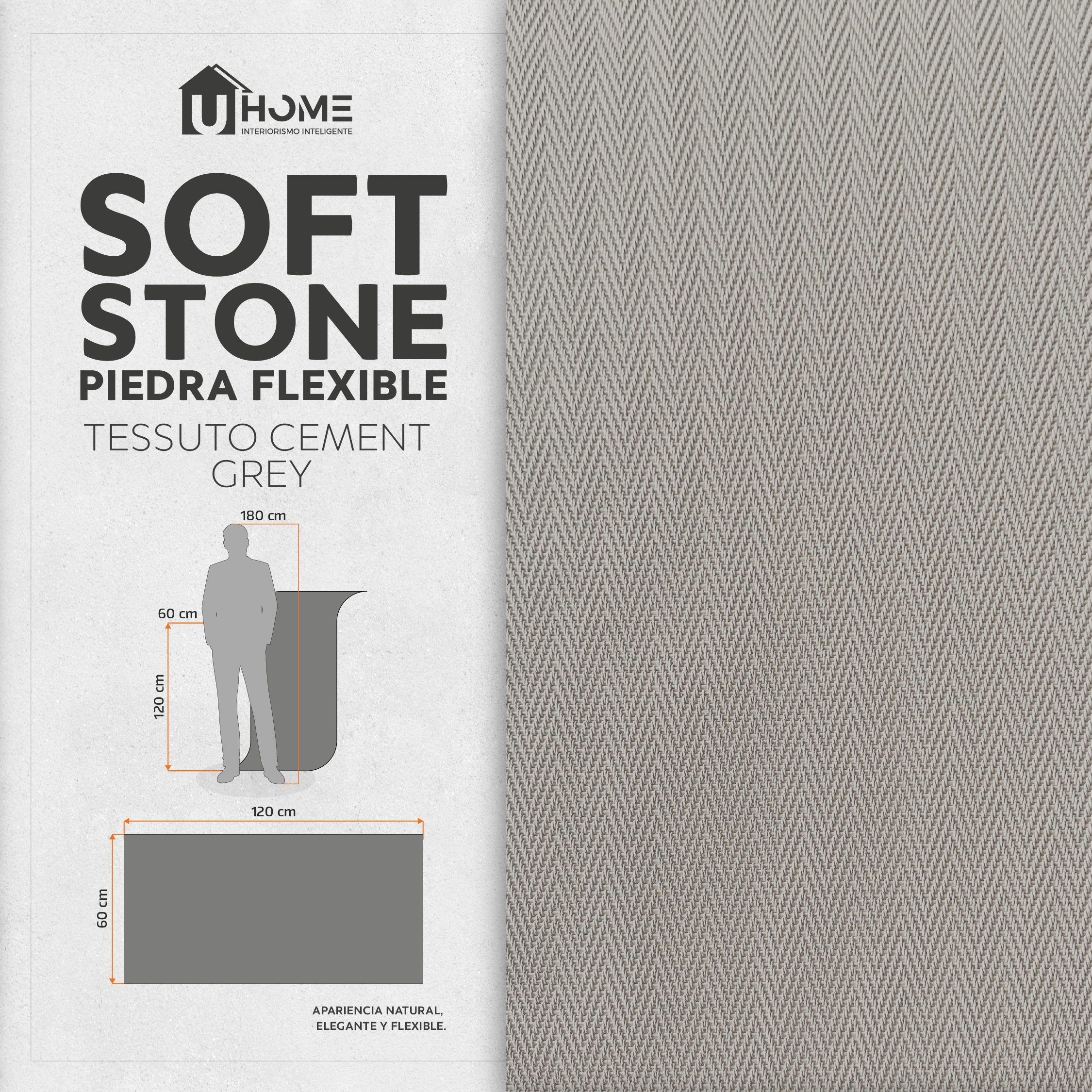 Piedra Flexible Tessuto Cement Grey | Pack 4
