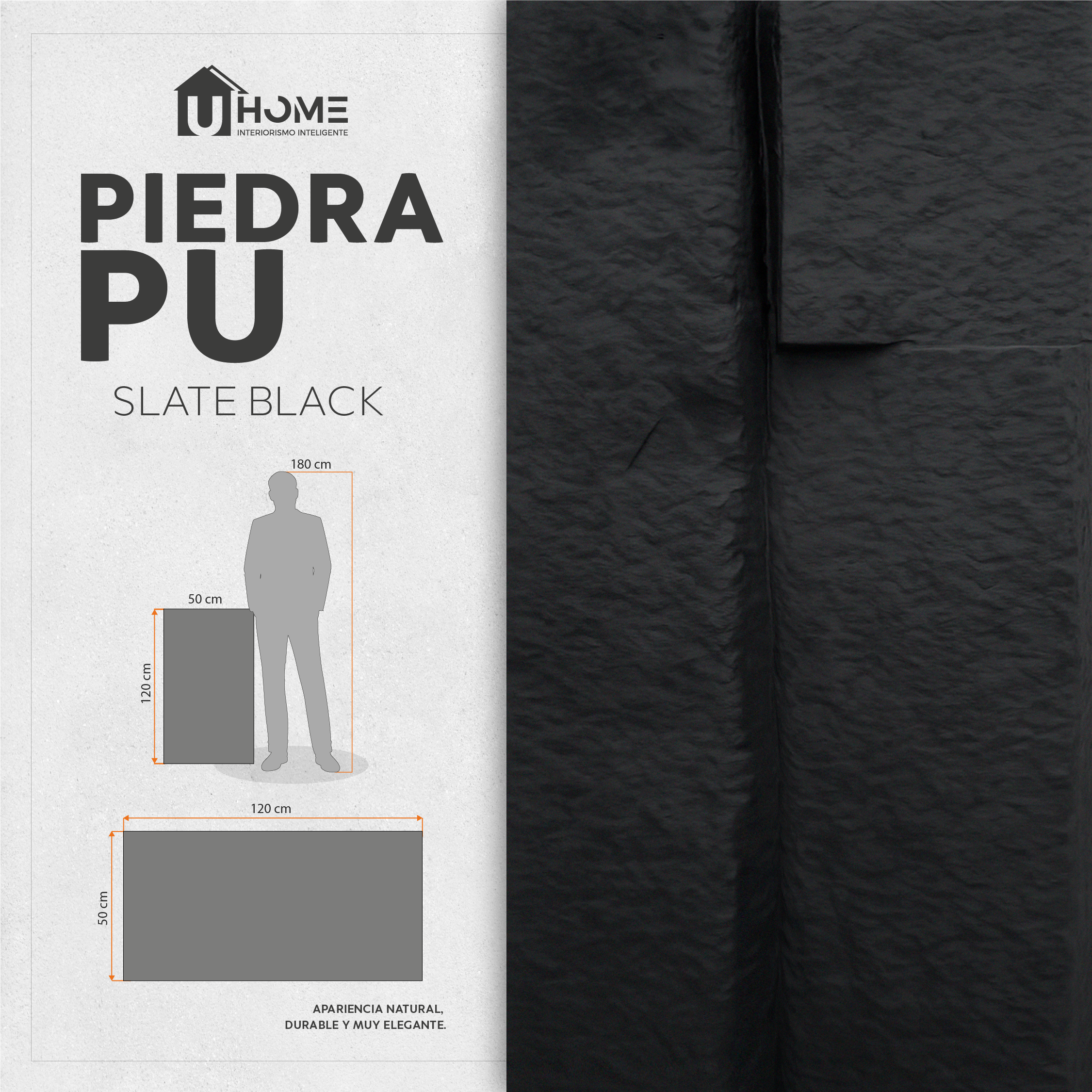 Piedra PU Interior Slate Black | Caja 4