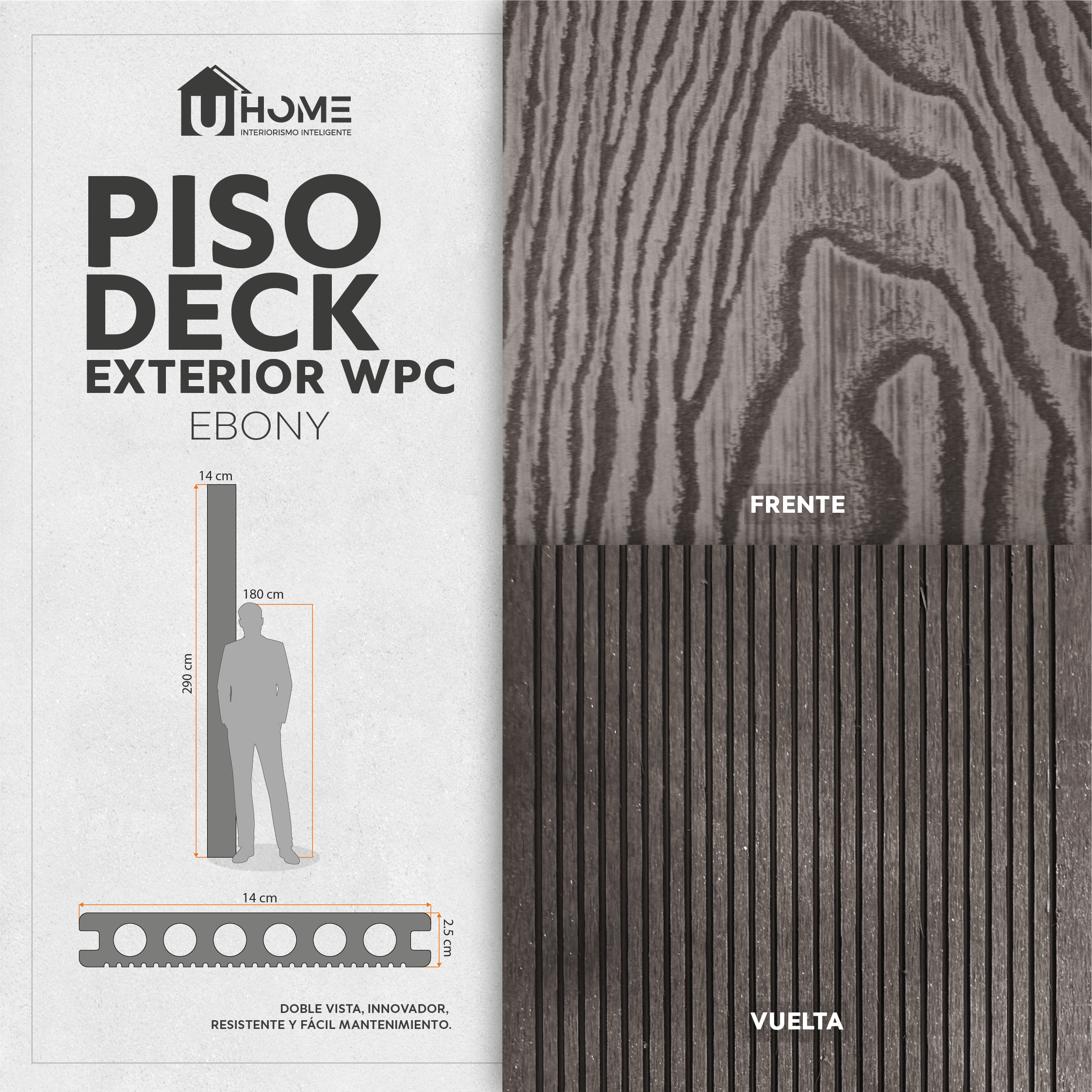 Piso Deck WPC Ebony | Caja 5 Pzas