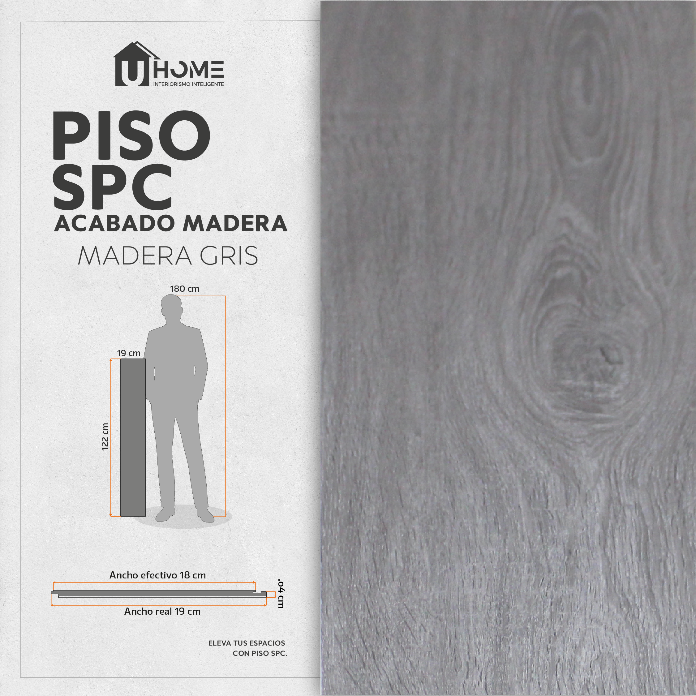 Piso SPC Madera Gris IXPE - Caja 9 pzs