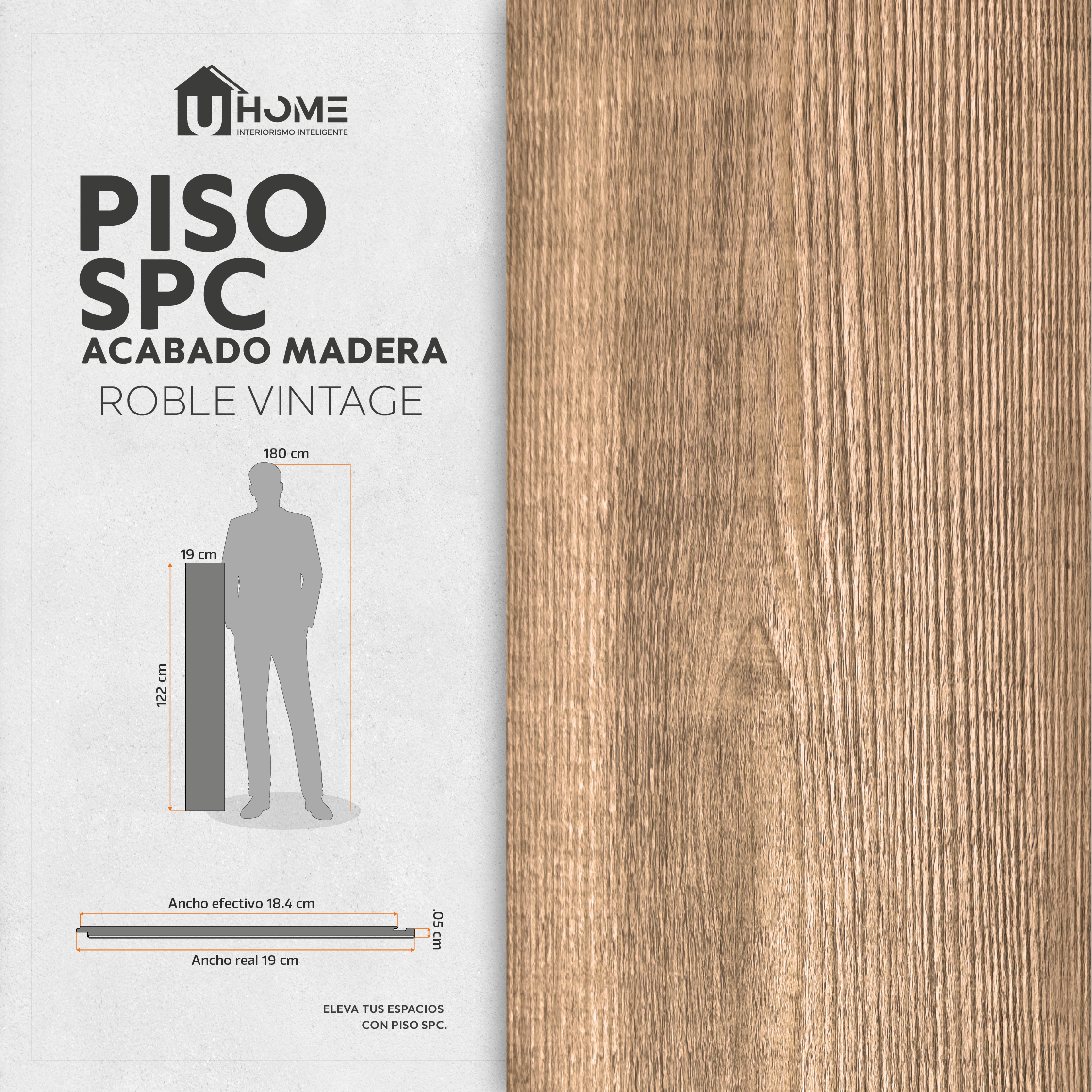 Piso SPC Madera Roble Vintage IXPE - Caja 10 pzs