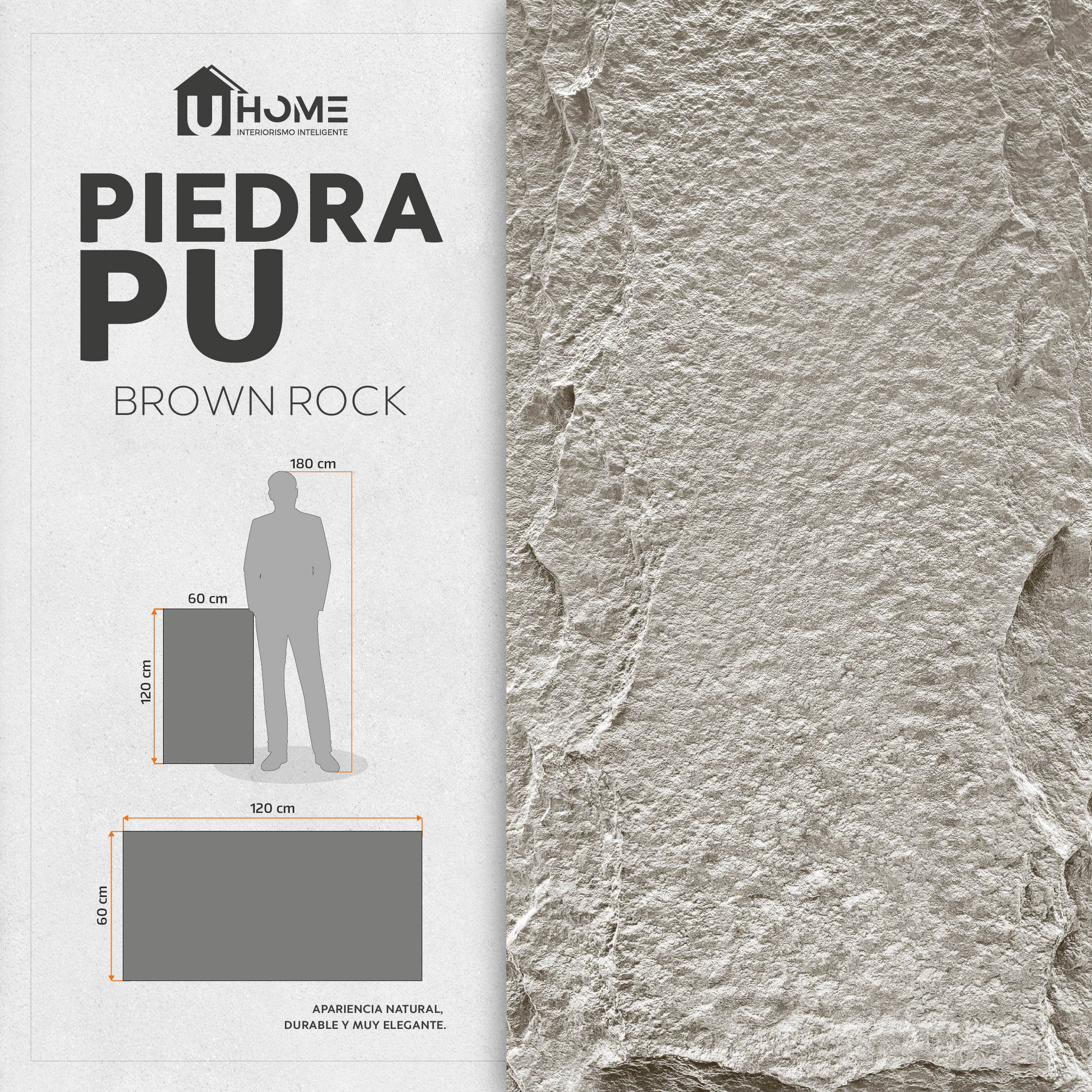 Piedra PU Interior Brown Rock | 1 Pieza